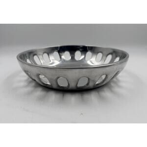 Vintage Mexican Pewter Bread Basket / Candy Dish 8.5 inch